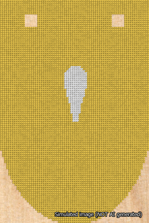 A simulated image of the stitched needlepoint design: Banner 18m Rounded Apostrophe White on Yellow. Not A.I. generated.