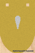 A simulated image of the stitched needlepoint design: Banner 18m Rounded Apostrophe White on Yellow. Not A.I. generated.