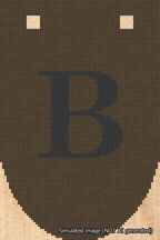 A simulated image of the stitched needlepoint design: Banner 18m Rounded B Black on Brown. Not A.I. generated.
