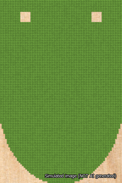 A simulated image of the stitched needlepoint design: Banner 18m Rounded Blank Light Green. Not A.I. generated.