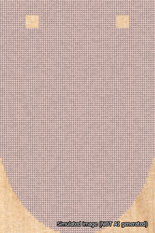 A simulated image of the stitched needlepoint design: Banner 18m Rounded Blank Pink. Not A.I. generated.