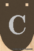 A simulated image of the stitched needlepoint design: Banner 18m Rounded C White on Brown. Not A.I. generated.