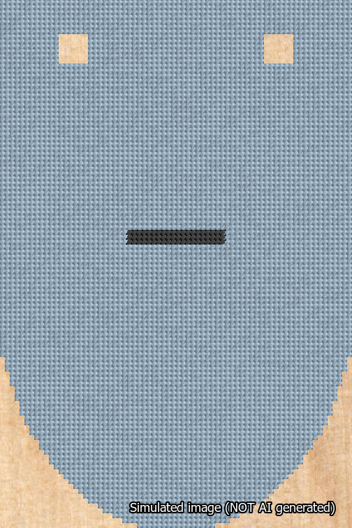 A simulated image of the stitched needlepoint design: Banner 18m Rounded Dash Black on Light Blue. Not A.I. generated.