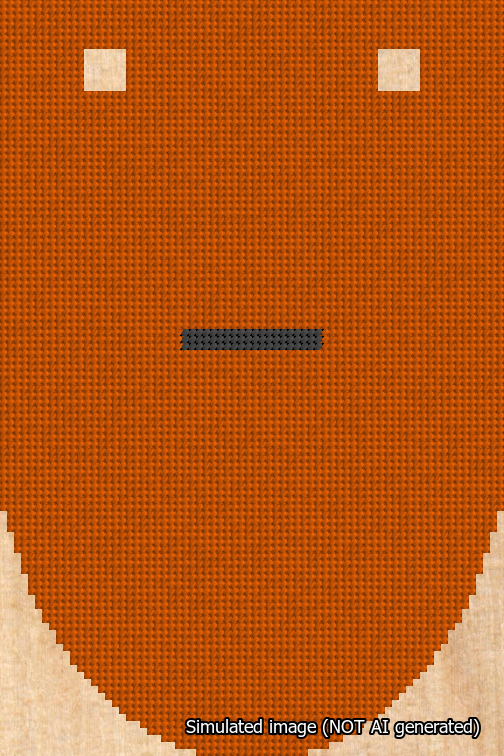 A simulated image of the stitched needlepoint design: Banner 18m Rounded Dash Black on Orange. Not A.I. generated.