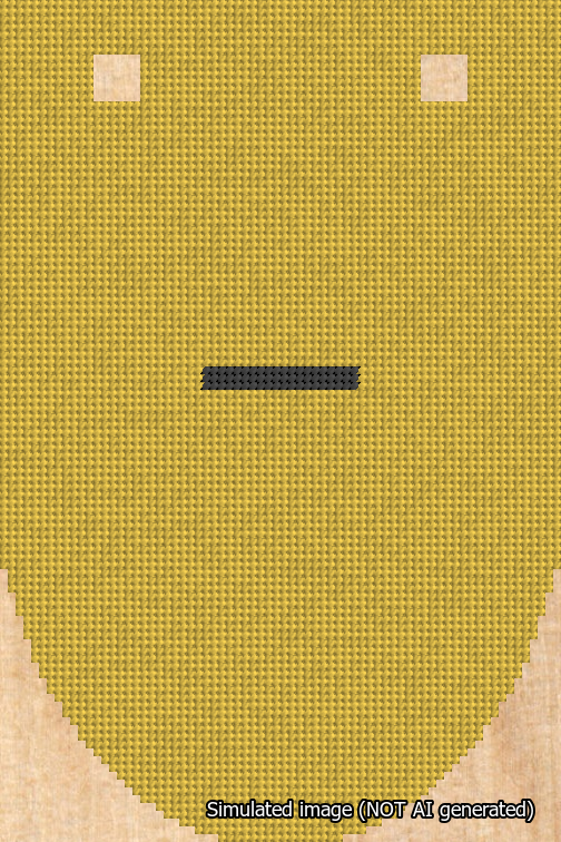 A simulated image of the stitched needlepoint design: Banner 18m Rounded Dash Black on Yellow. Not A.I. generated.