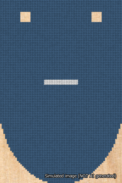 A simulated image of the stitched needlepoint design: Banner 18m Rounded Dash White on Blue. Not A.I. generated.