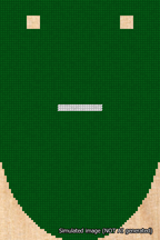 A simulated image of the stitched needlepoint design: Banner 18m Rounded Dash White on Green. Not A.I. generated.