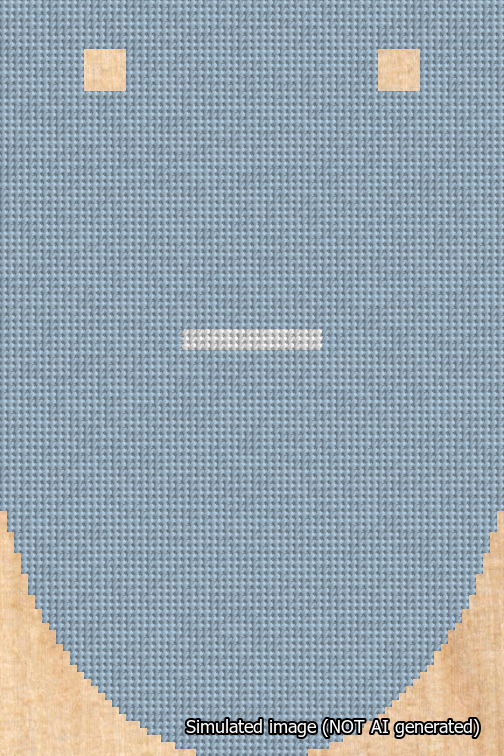 A simulated image of the stitched needlepoint design: Banner 18m Rounded Dash White on Light Blue. Not A.I. generated.