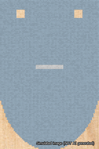 A simulated image of the stitched needlepoint design: Banner 18m Rounded Dash White on Light Blue. Not A.I. generated.