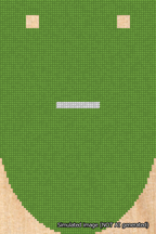 A simulated image of the stitched needlepoint design: Banner 18m Rounded Dash White on Light Green. Not A.I. generated.