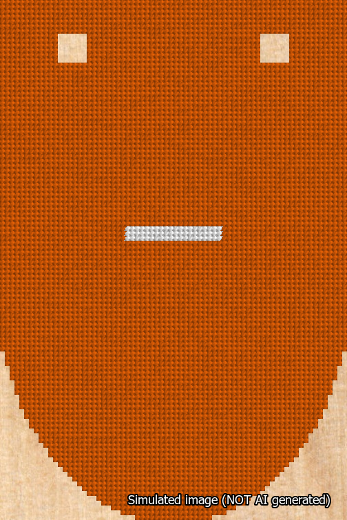 A simulated image of the stitched needlepoint design: Banner 18m Rounded Dash White on Orange. Not A.I. generated.
