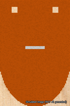 A simulated image of the stitched needlepoint design: Banner 18m Rounded Dash White on Orange. Not A.I. generated.
