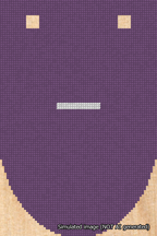 A simulated image of the stitched needlepoint design: Banner 18m Rounded Dash White on Purple. Not A.I. generated.