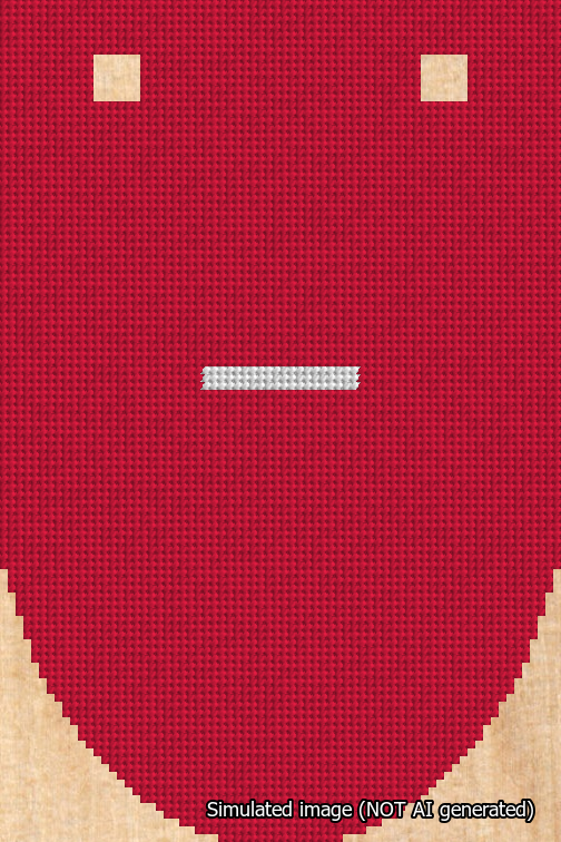 A simulated image of the stitched needlepoint design: Banner 18m Rounded Dash White on Red. Not A.I. generated.