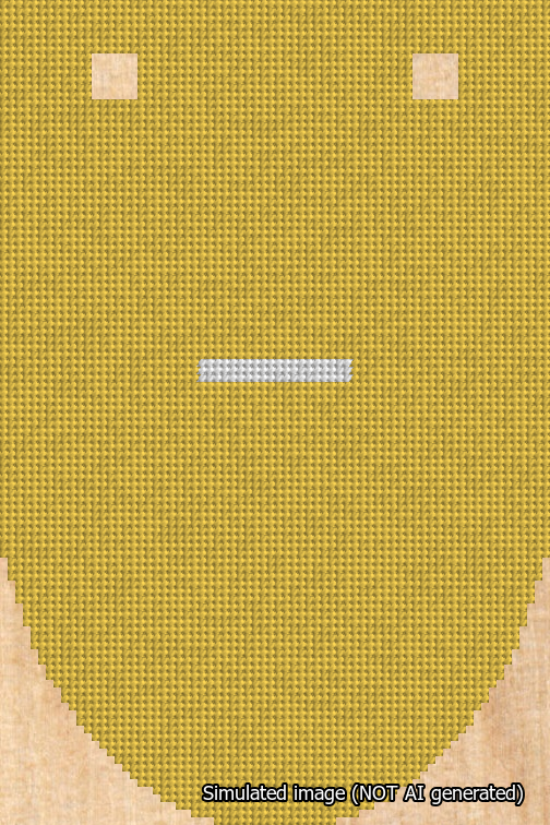 A simulated image of the stitched needlepoint design: Banner 18m Rounded Dash White on Yellow. Not A.I. generated.