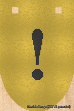 A simulated image of the stitched needlepoint design: Banner 18m Rounded Exclamation Black on Yellow. Not A.I. generated.