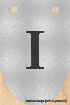 A simulated image of the stitched needlepoint design: Banner 18m Rounded I Black on White. Not A.I. generated.