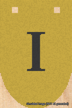 A simulated image of the stitched needlepoint design: Banner 18m Rounded I Black on Yellow. Not A.I. generated.