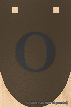 A simulated image of the stitched needlepoint design: Banner 18m Rounded O Black on Brown. Not A.I. generated.