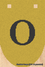 A simulated image of the stitched needlepoint design: Banner 18m Rounded O Black on Yellow. Not A.I. generated.