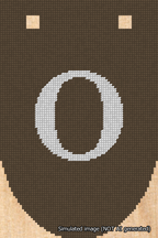 A simulated image of the stitched needlepoint design: Banner 18m Rounded O White on Brown. Not A.I. generated.