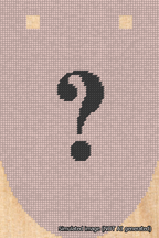 A simulated image of the stitched needlepoint design: Banner 18m Rounded Question Black on Pink. Not A.I. generated.