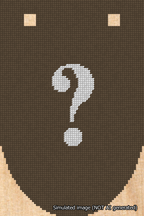 A simulated image of the stitched needlepoint design: Banner 18m Rounded Question White on Brown. Not A.I. generated.