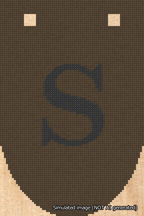 A simulated image of the stitched needlepoint design: Banner 18m Rounded S Black on Brown. Not A.I. generated.