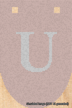 A simulated image of the stitched needlepoint design: Banner 18m Rounded U White on Pink. Not A.I. generated.