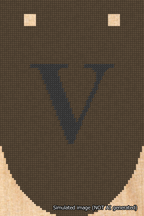 A simulated image of the stitched needlepoint design: Banner 18m Rounded V Black on Brown. Not A.I. generated.