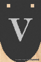 A simulated image of the stitched needlepoint design: Banner 18m Rounded V White on Black. Not A.I. generated.
