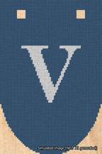 A simulated image of the stitched needlepoint design: Banner 18m Rounded V White on Blue. Not A.I. generated.