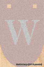 A simulated image of the stitched needlepoint design: Banner 18m Rounded W White on Pink. Not A.I. generated.