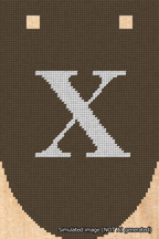 A simulated image of the stitched needlepoint design: Banner 18m Rounded X White on Brown. Not A.I. generated.