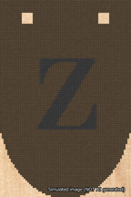 A simulated image of the stitched needlepoint design: Banner 18m Rounded Z Black on Brown. Not A.I. generated.