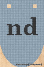 A simulated image of the stitched needlepoint design: Banner 18m Rounded nd Black on Light Blue. Not A.I. generated.