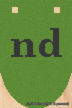 A simulated image of the stitched needlepoint design: Banner 18m Rounded nd Black on Light Green. Not A.I. generated.