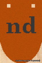 A simulated image of the stitched needlepoint design: Banner 18m Rounded nd Black on Orange. Not A.I. generated.