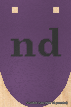 A simulated image of the stitched needlepoint design: Banner 18m Rounded nd Black on Purple. Not A.I. generated.
