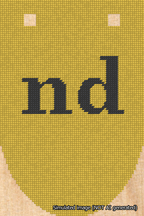A simulated image of the stitched needlepoint design: Banner 18m Rounded nd Black on Yellow. Not A.I. generated.
