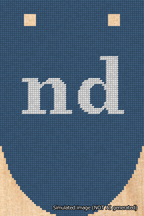 A simulated image of the stitched needlepoint design: Banner 18m Rounded nd White on Blue. Not A.I. generated.