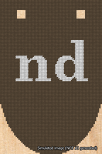 A simulated image of the stitched needlepoint design: Banner 18m Rounded nd White on Brown. Not A.I. generated.