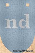 A simulated image of the stitched needlepoint design: Banner 18m Rounded nd White on Light Blue. Not A.I. generated.