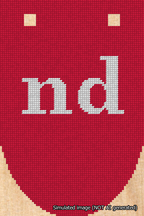 A simulated image of the stitched needlepoint design: Banner 18m Rounded nd White on Red. Not A.I. generated.
