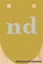 A simulated image of the stitched needlepoint design: Banner 18m Rounded nd White on Yellow. Not A.I. generated.
