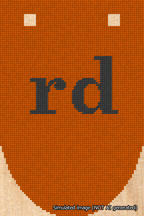 A simulated image of the stitched needlepoint design: Banner 18m Rounded rd Black on Orange. Not A.I. generated.