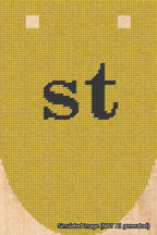 A simulated image of the stitched needlepoint design: Banner 18m Rounded st Black on Yellow. Not A.I. generated.