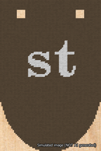 A simulated image of the stitched needlepoint design: Banner 18m Rounded st White on Brown. Not A.I. generated.