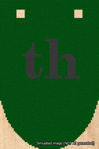 A simulated image of the stitched needlepoint design: Banner 18m Rounded th Black on Green. Not A.I. generated.
