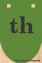 A simulated image of the stitched needlepoint design: Banner 18m Rounded th Black on Light Green. Not A.I. generated.